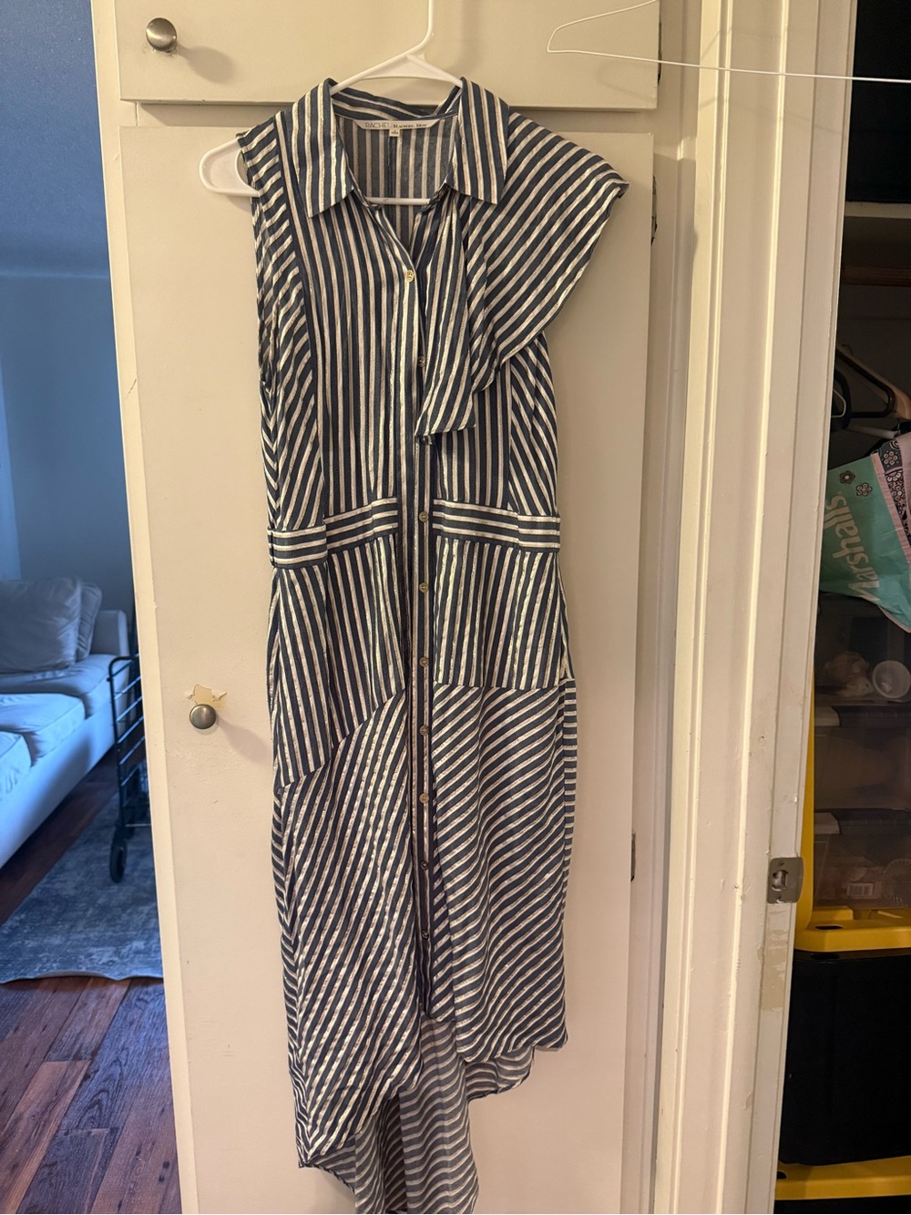 Rachel Roy unique asymmetrical button down eurosummer dress